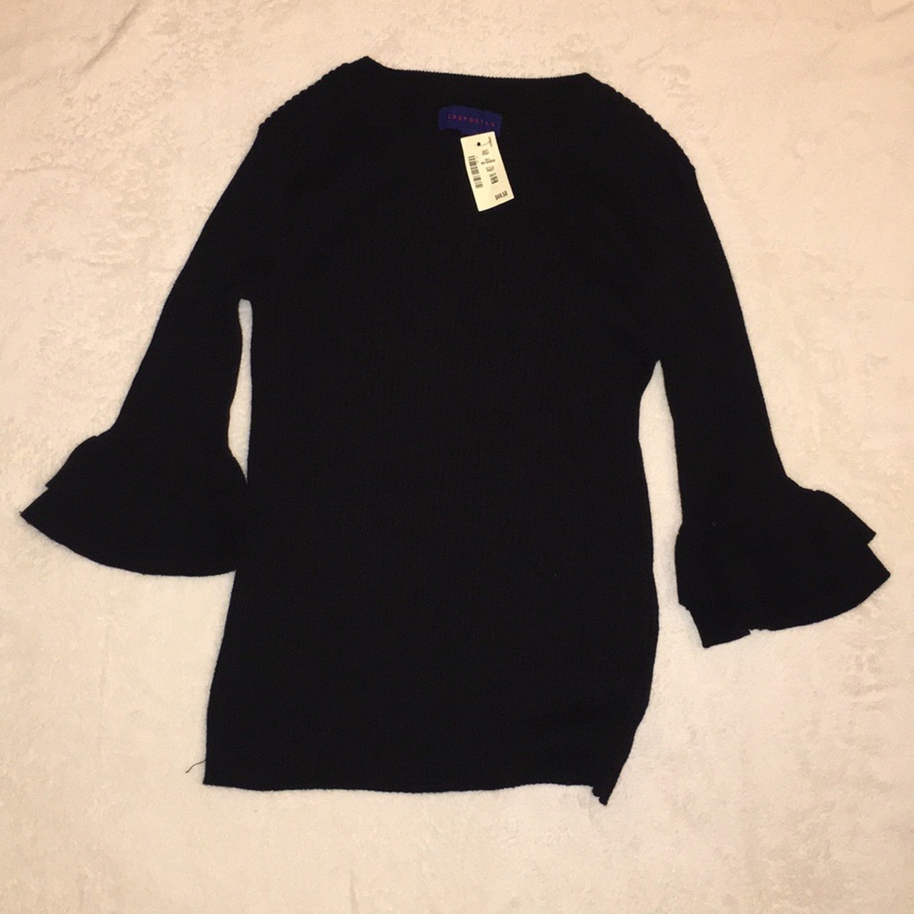 Aeropostale black ribbed bell sleeve sweater